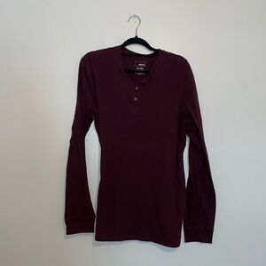 Sonoma | Maroon Long Sleeve 3 Button T-Shirt